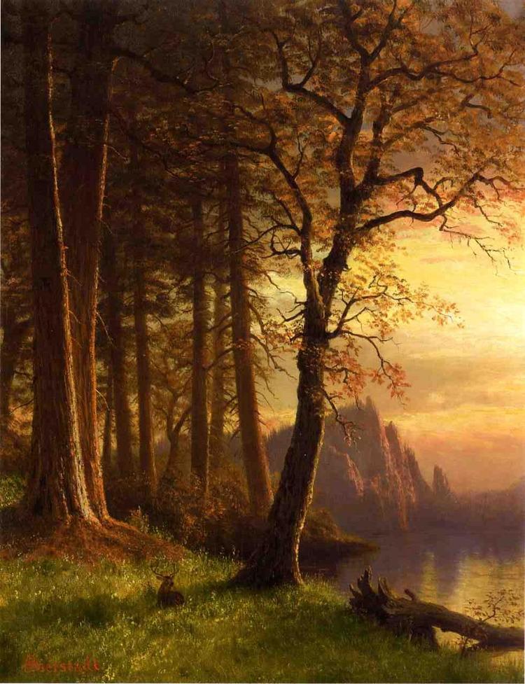 Albert Bierstadt Painting Sunset in California Yosemite - Click Image to Close